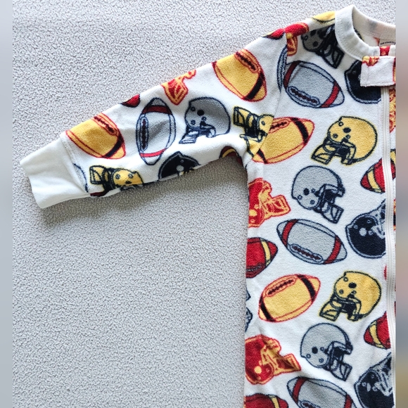 Old Navy (Baby) | Football Print Fleece Pajama Onesie - Picture 2 of 6